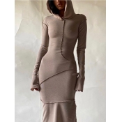 LW Hooded Collar Bodycon Dress