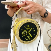 LW Sequined Clock Decoration Messenger Bag