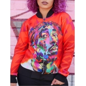 LW Casual Portrait Print Red Jacket