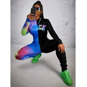 LW Tie-dye Letter Print Ruched Tracksuit Set