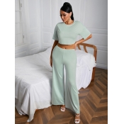 LW Crop Top Wide Leg Pants Set