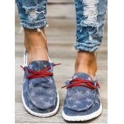 LW Star Print Round-toe Flats