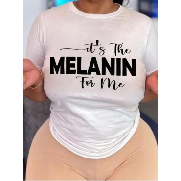 

Lovely Round Neck Letter Print T-shirt, White