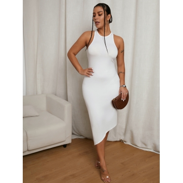 

LW U Neck Skinny Bodycon Dress, White