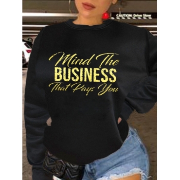 

LW Plus Size Dropped Shoulder Letter Print Hoodie, Black