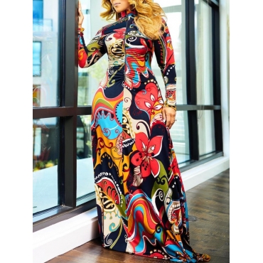 

LW COTTON Floral Print Patchwork A Line Dress, Multi