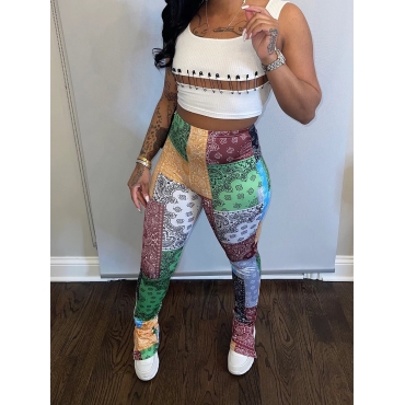 

Lovely High-waisted Cashew Print Pants, Yellow