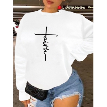 

LW Plus Size Letter Print Oversized Hoodie, White