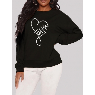 

LW Letter Print Oversized Hoodie, Black