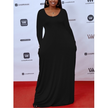 

LW BASICS Plus Size Pocket Design Dress, Black