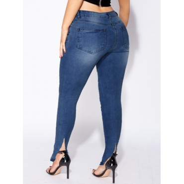 

LW Plus Size Mid Waist Stretch Slit Jeans, Blue