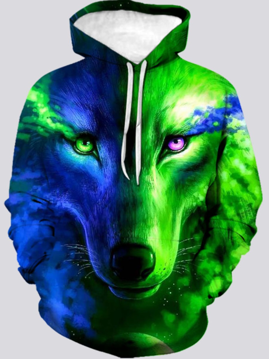 

LW Men Animal Print Oversized Hoodie, Multi
