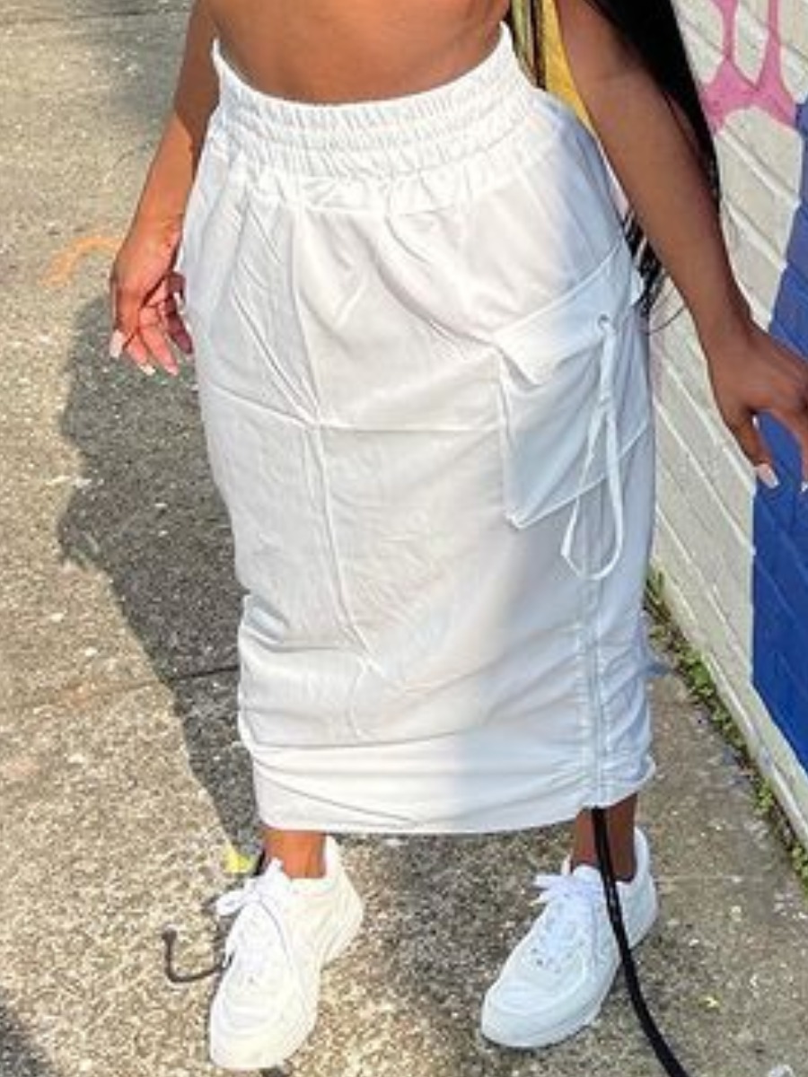 

LW Side Pocket Drawstring Skirt, White