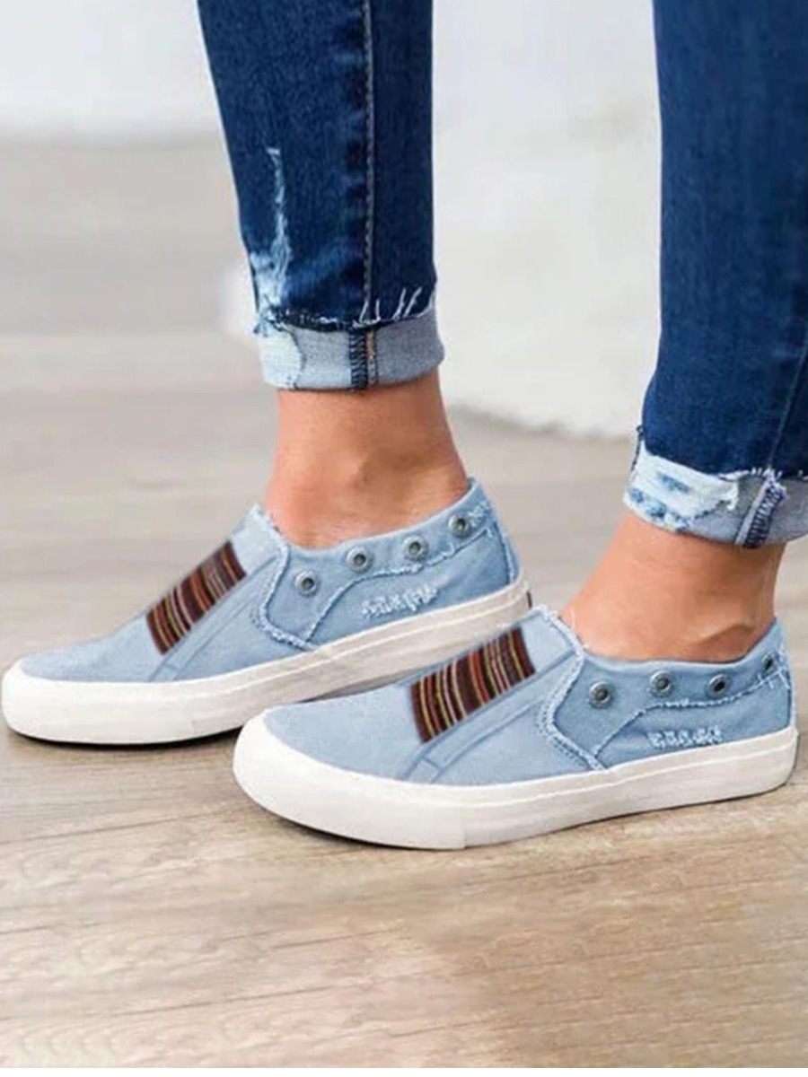 

LW Striped Patchwork Flats, Blue
