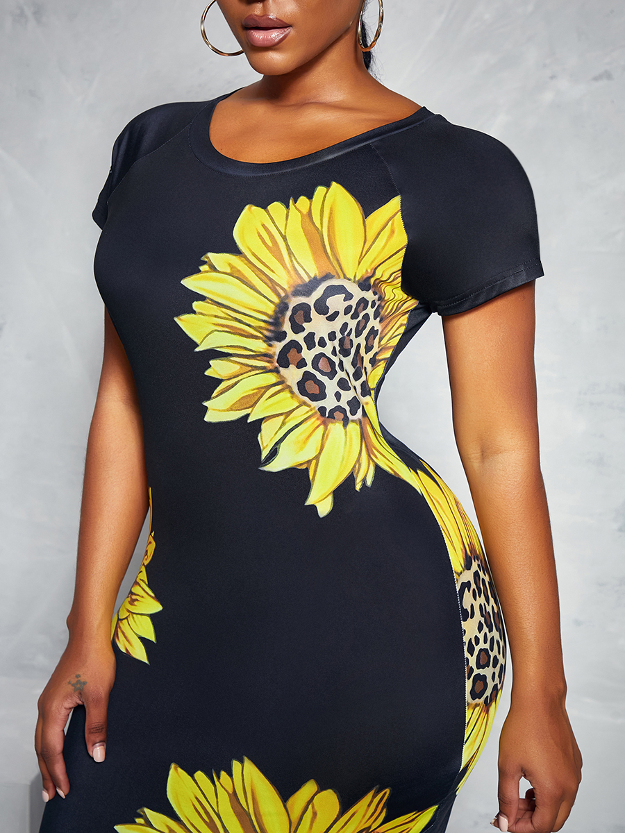 LW Sunflower Leopard Print Ripped Dress