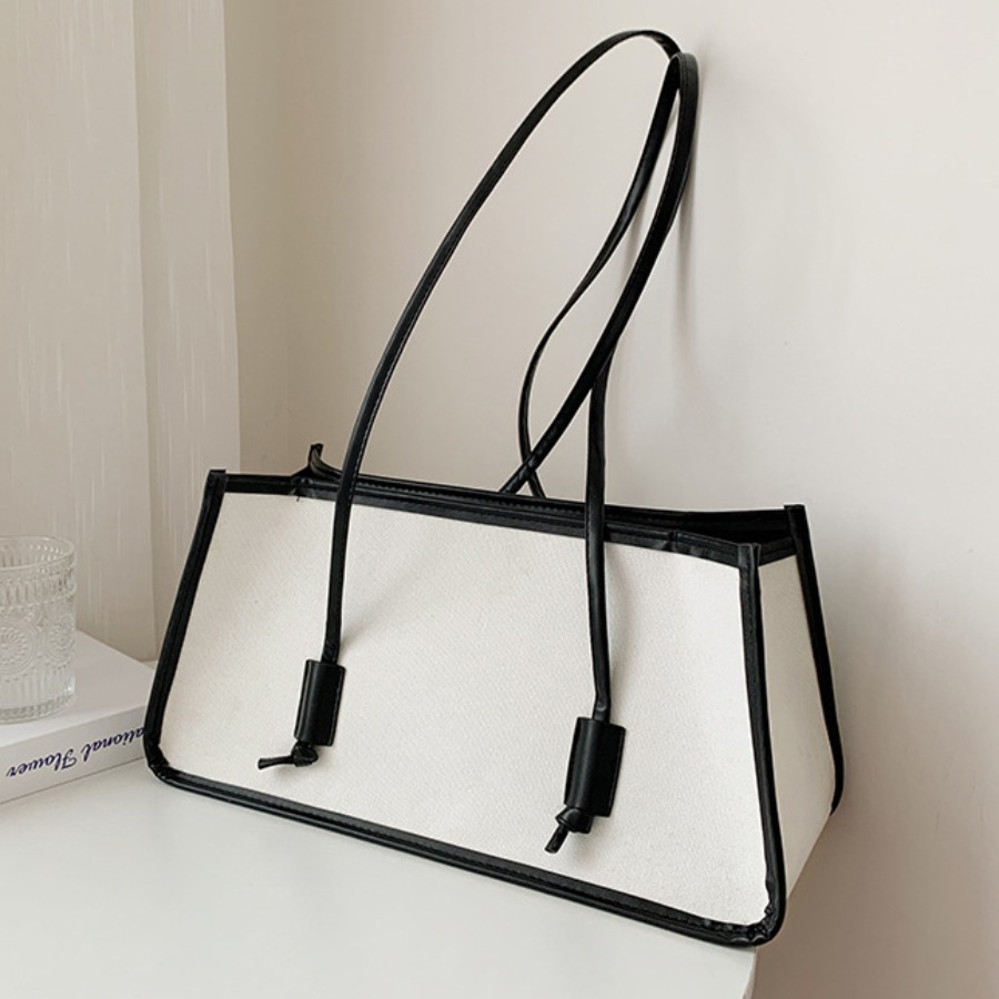 

LW Rectangular Patchwork Shoulder Bag, White