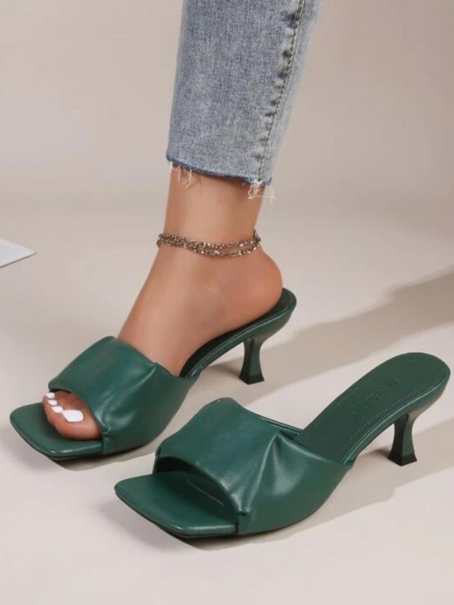

LW Square Toe Open Front Heels, Green