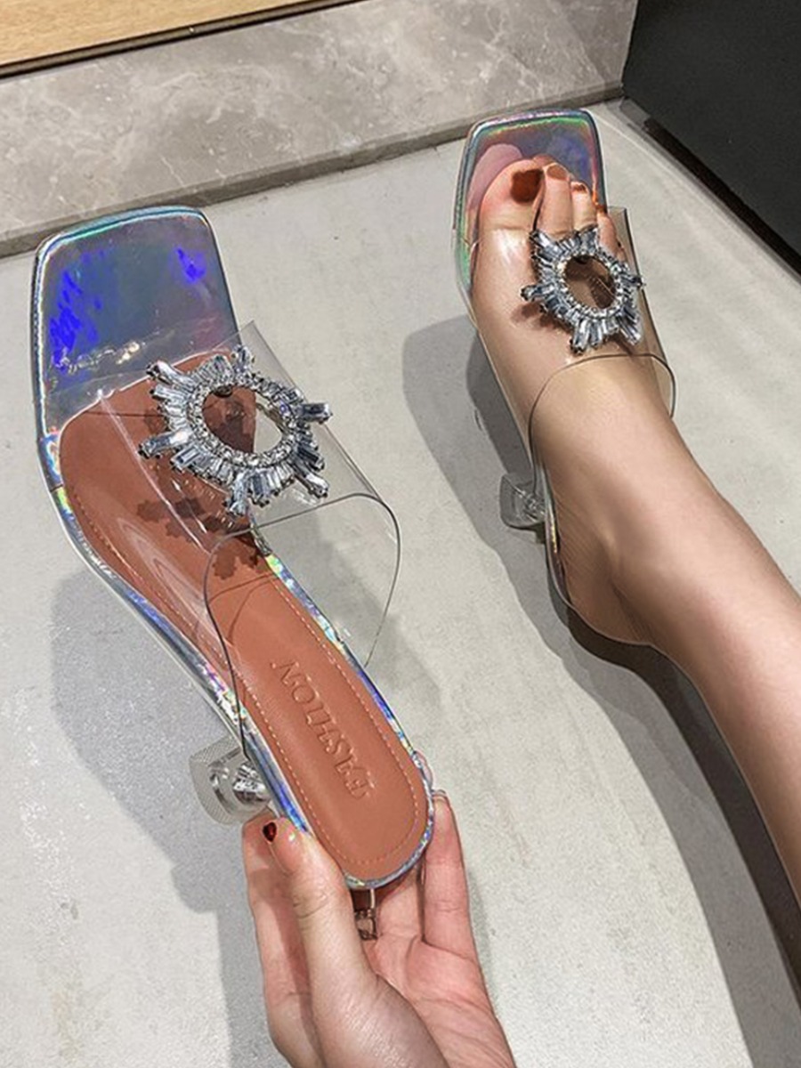 

LW Clear Crystal Decoration Heels, Silver