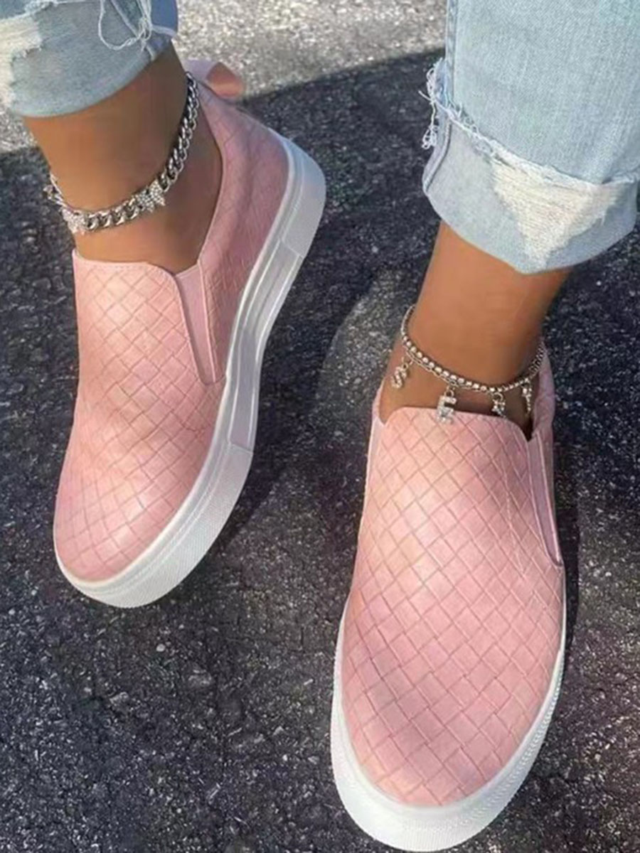 

LW Plaid Pattern Flats, Pink