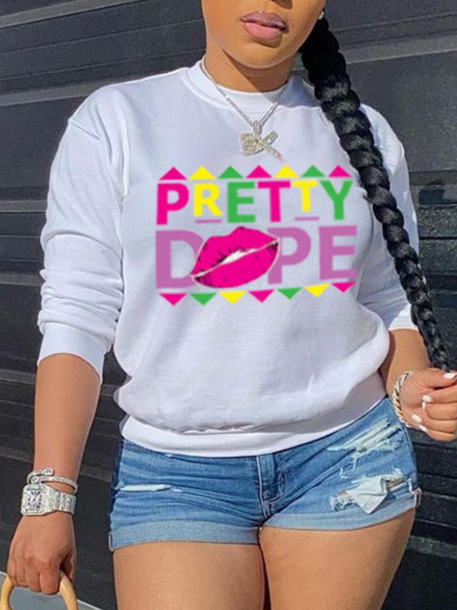 LW Lip Letter Print Hoodie