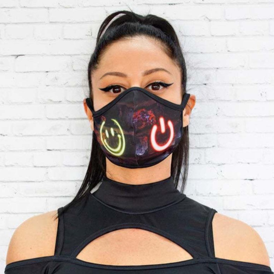 

LW Mixed Print Face Mask, Pitch-black