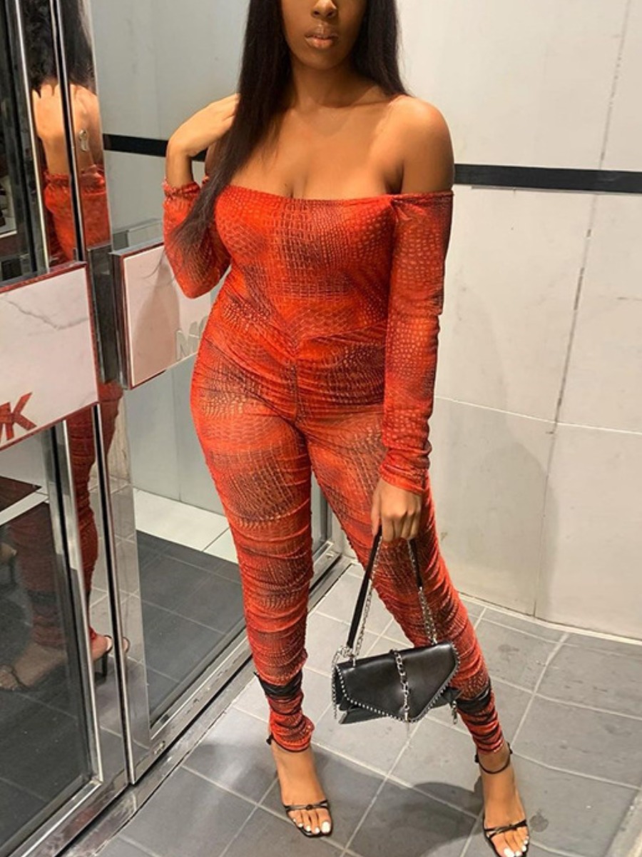 

LW SXY Off The Shoulder Print Jumpsuit, Jacinth