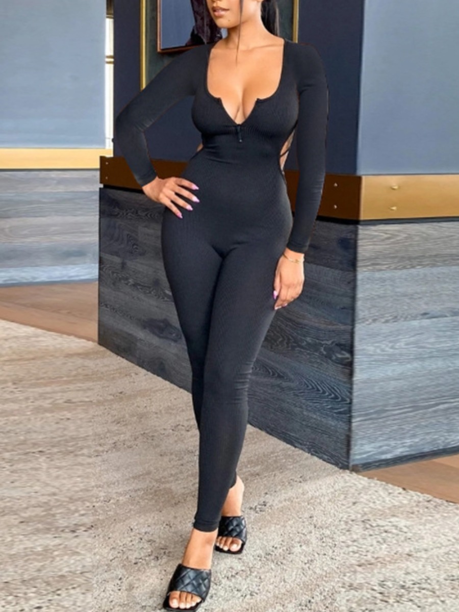 

LW SXY Backless Cross Strap Jumpsuit, Black
