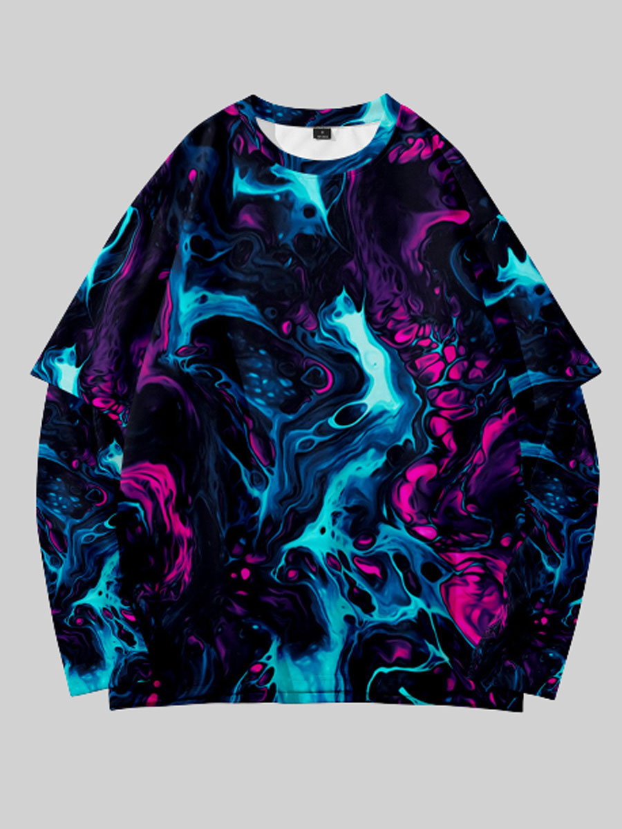 

LW Men Round Neck Luminous Print Hoodie, Multi