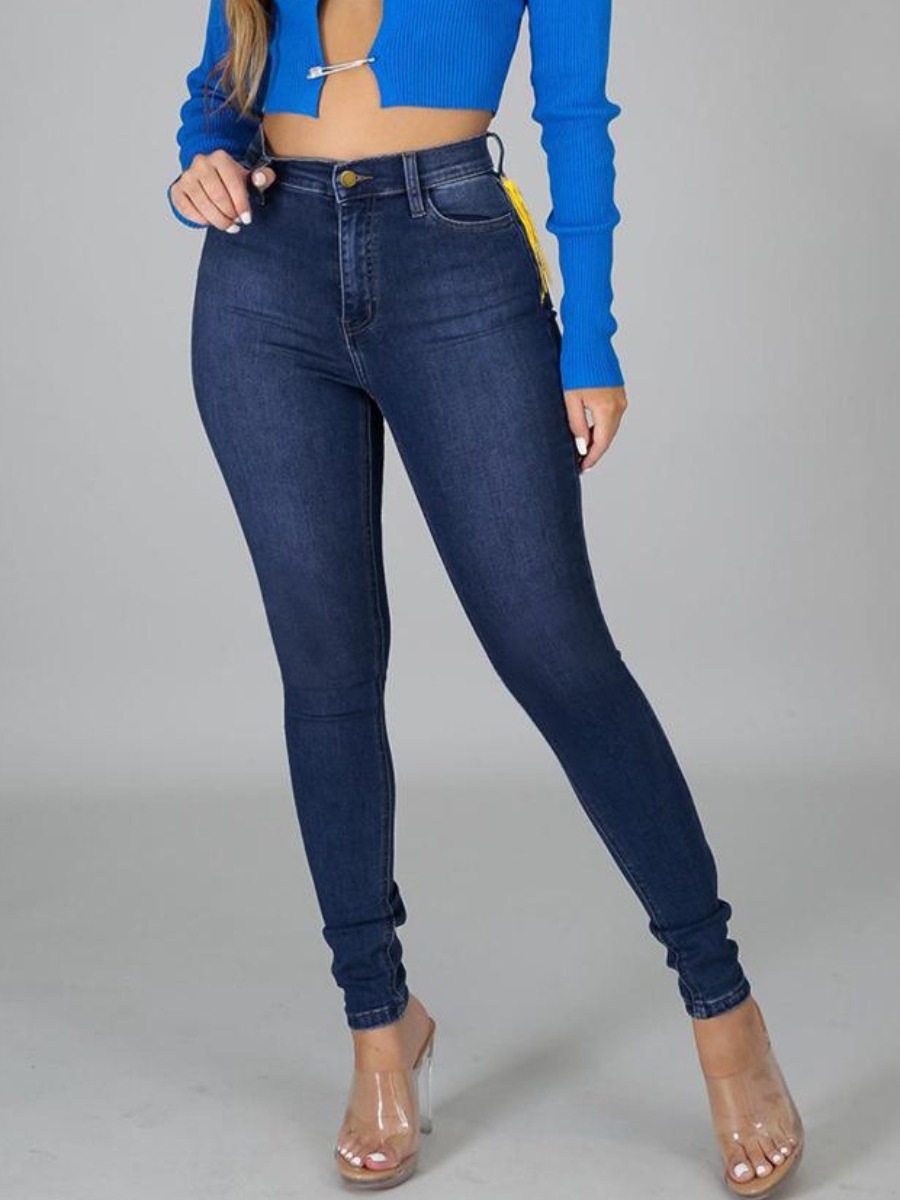 

LW High-waisted Basic Skinny Jeans, Deep blue