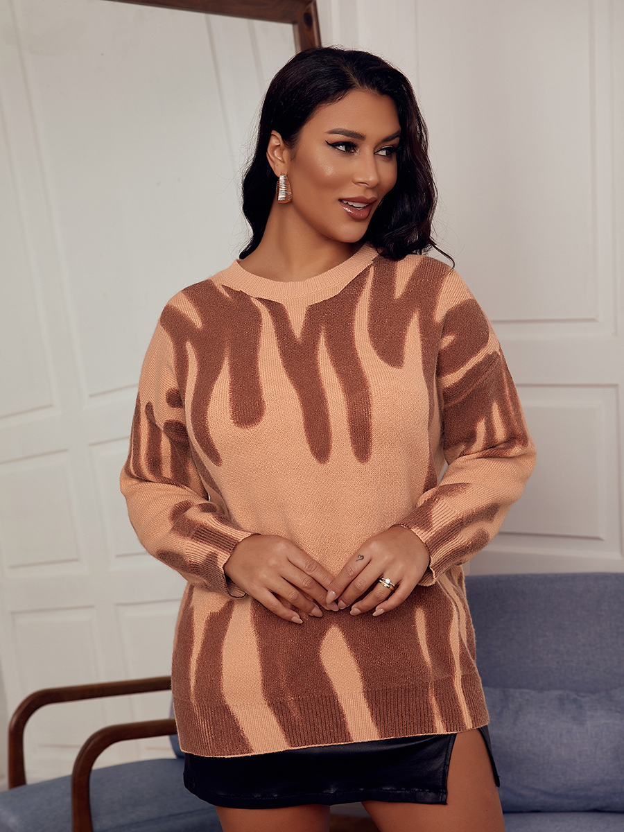 

LW Dropped Shoulder Print Loose Sweater, Fan fare