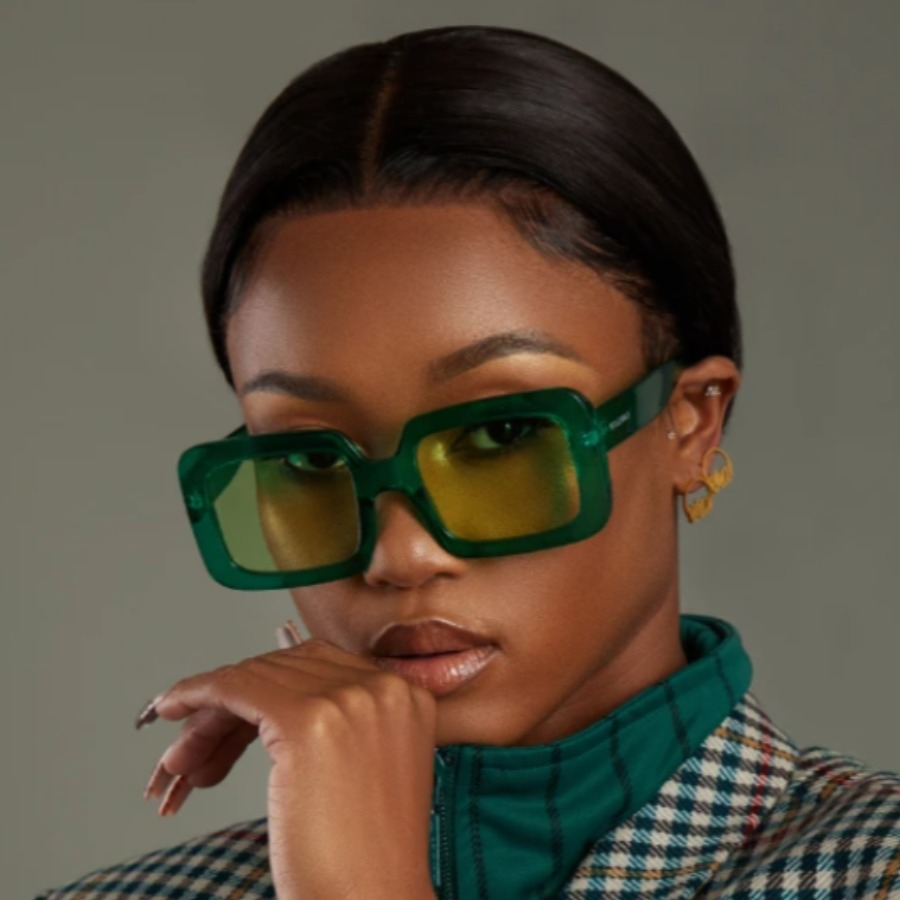 

LW Square Frame Sunglasses, Green