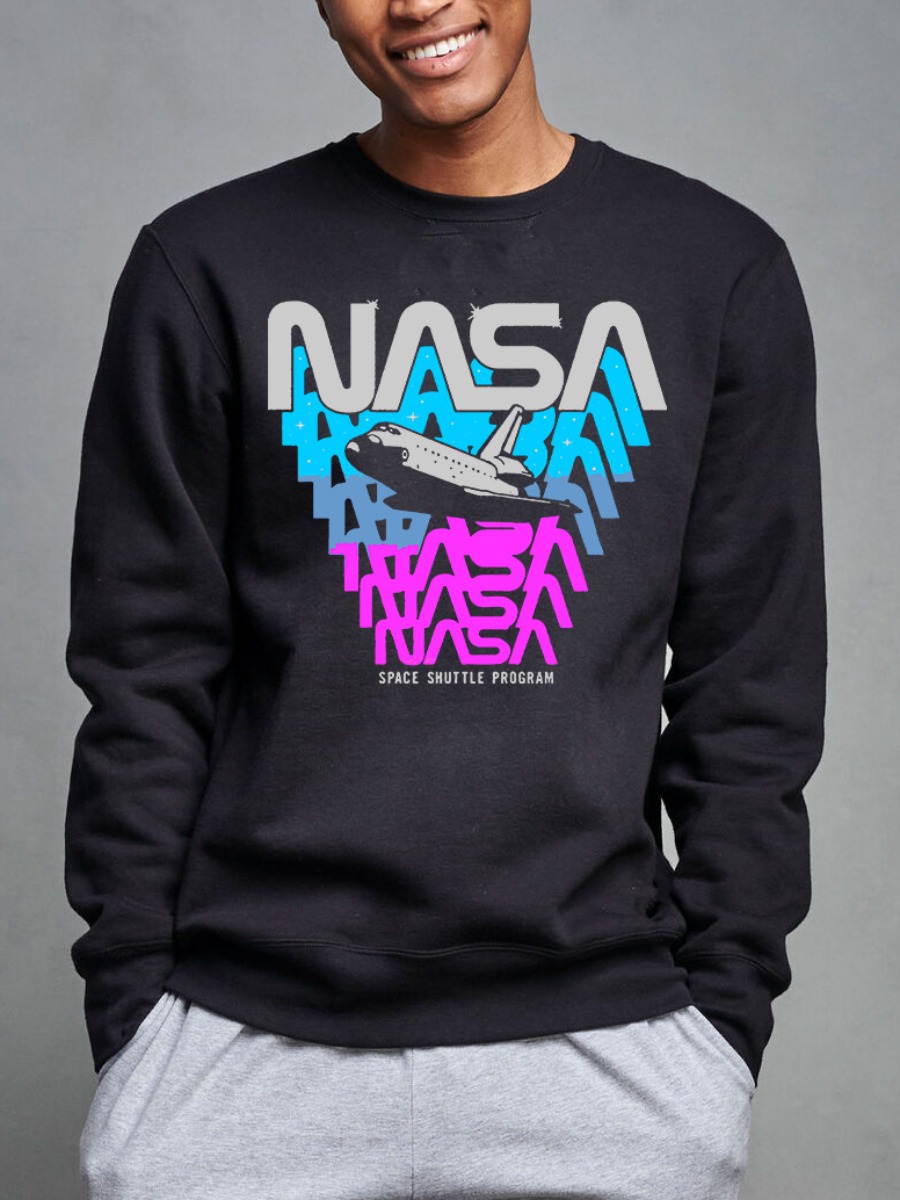 

Lovely Men Aeroplane Letter Print Sweatsuit, Black