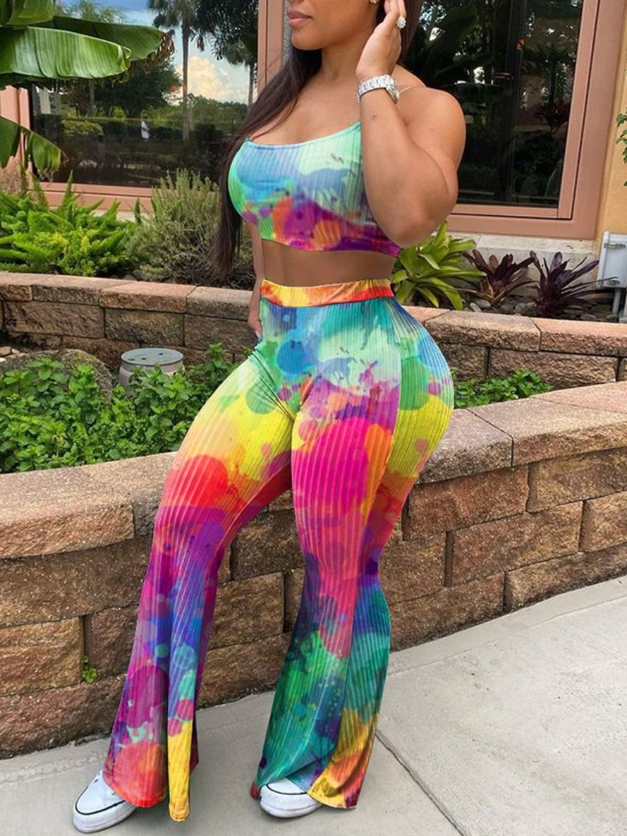 

LW Tie-dye Flared Pants Set, Multi