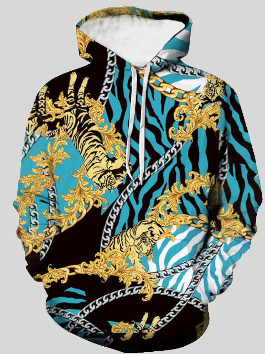 

LW Men Chain Print Oversized Hoodie, Multi