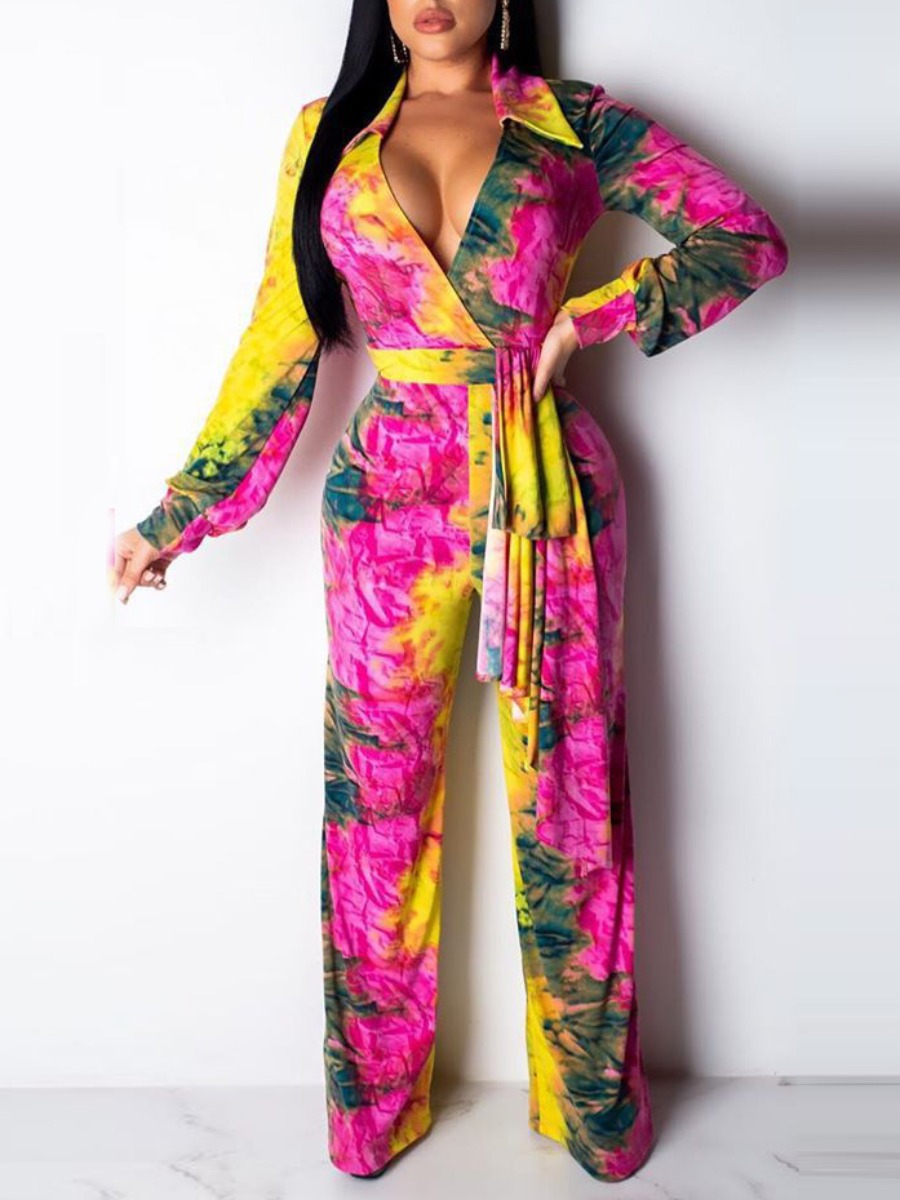 

LW Tie-dye Bandage Design Jumpsuit, Multi