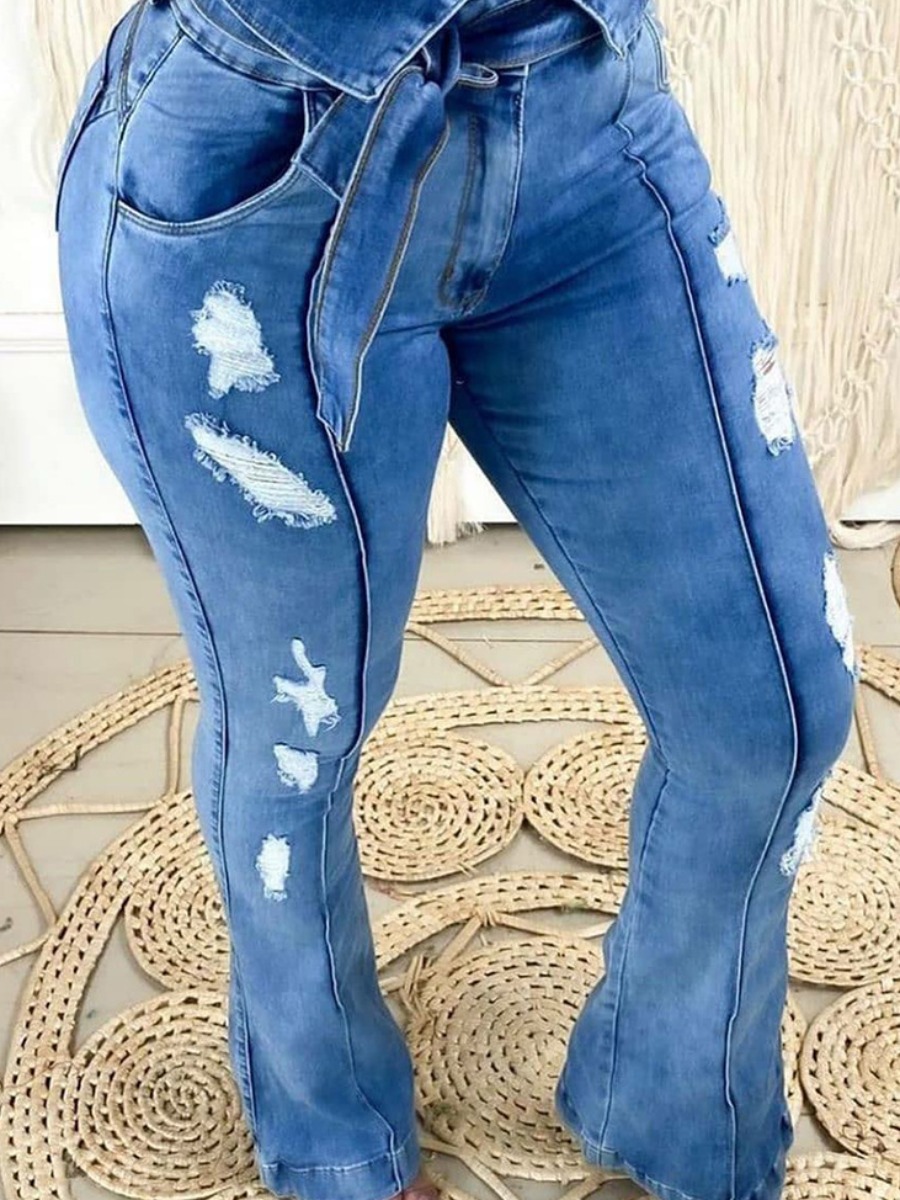 

LW BASICS Ripped Flared Jeans, Blue
