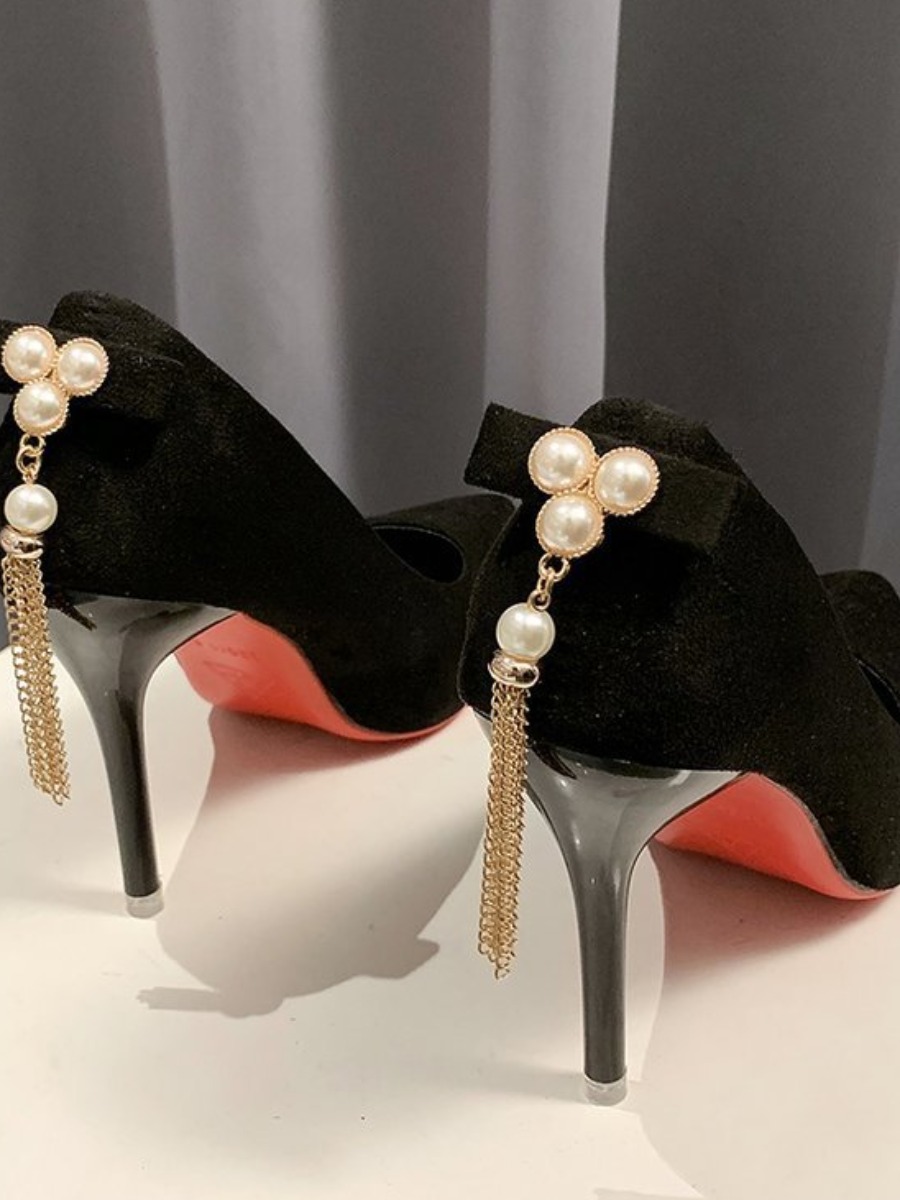 LW Pearl Chain Decoration Pumps