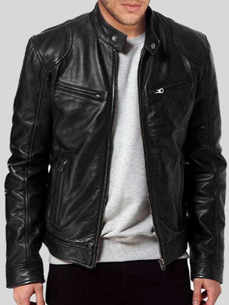 

LW Men Pocket Zipper Design Leather, Black