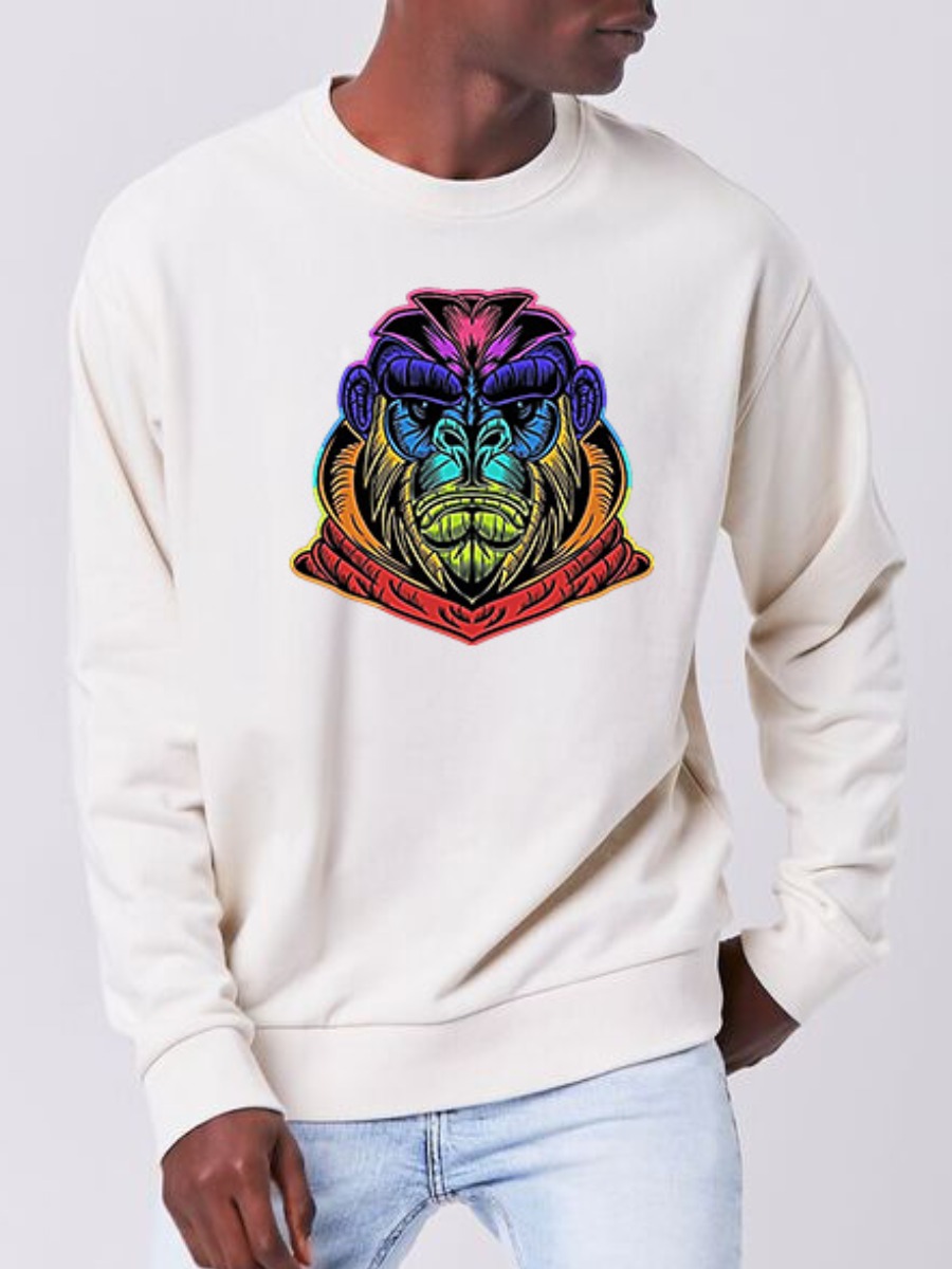 

LW BASICS Round Neck Cartoon Print Sweatshirt, White