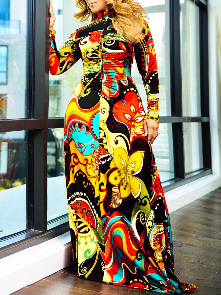 

LW COTTON Floral Print Patchwork A Line Dress, Yellow