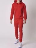 LW BASICS Men Hooded Collar Kangaroo Pocket Tracksuit Set