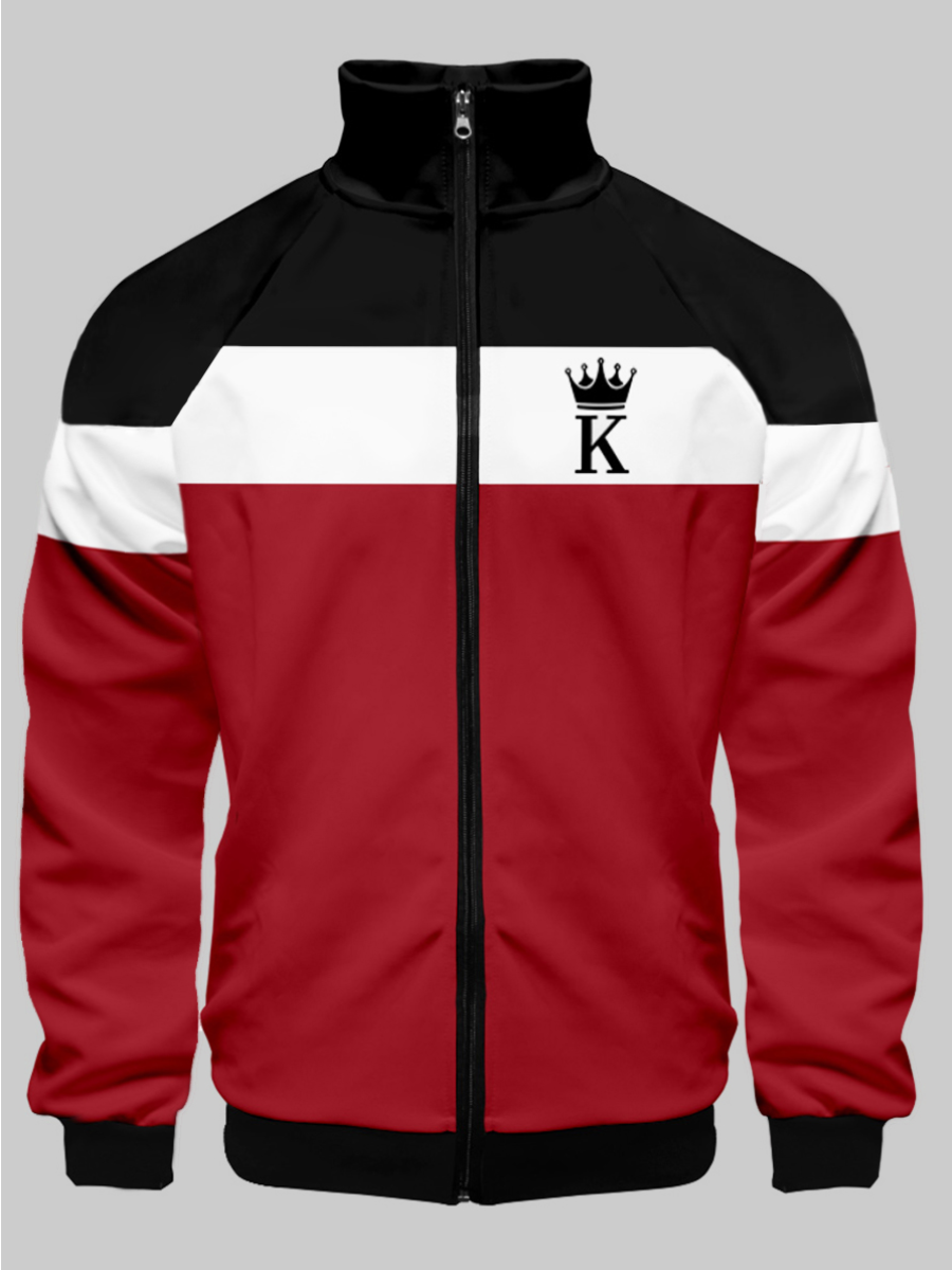 

LW Men King Letter Print Jacket, Red