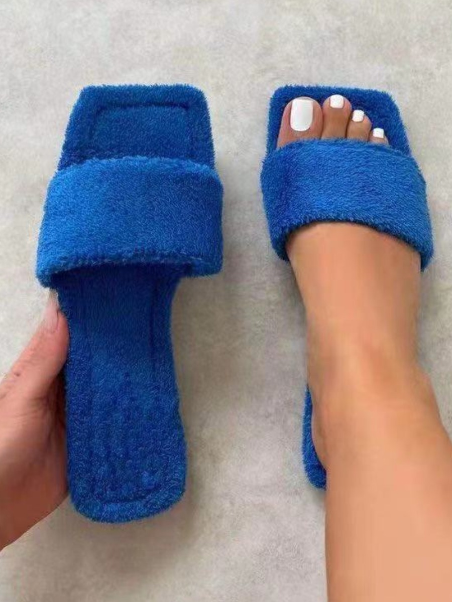 LW BASICS Square-toe Plush Slippers