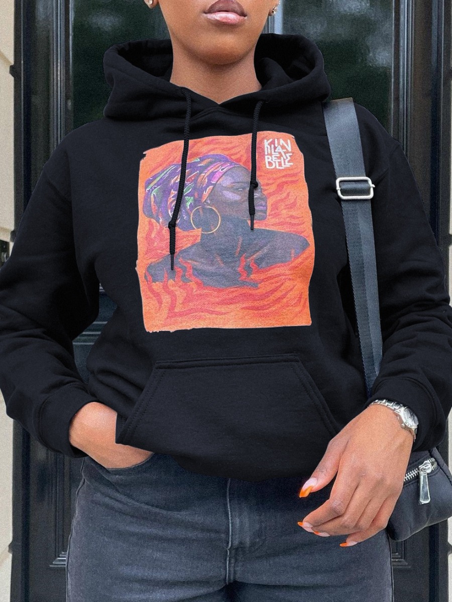 

LW Figure Letter Print Hoodie, Black