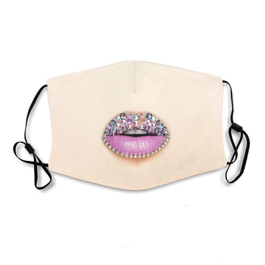 

LW COTTON Lip Print Face Mask, Light purple