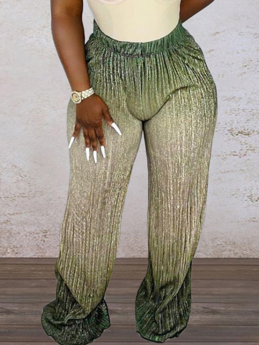 

LW BASICS Gradient Print See-through Pants, Green