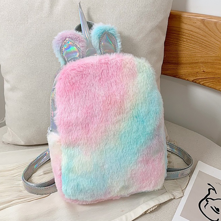 

LW Unicorn-shaped Gradient Plush Backpack, Pink