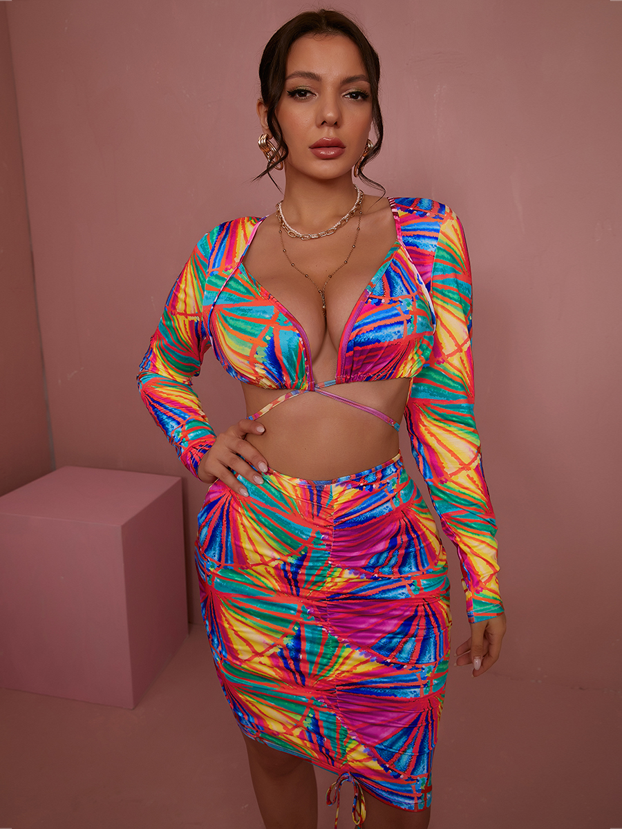 

LW SXY Print Cross Strap Bodycon Dress, Multi