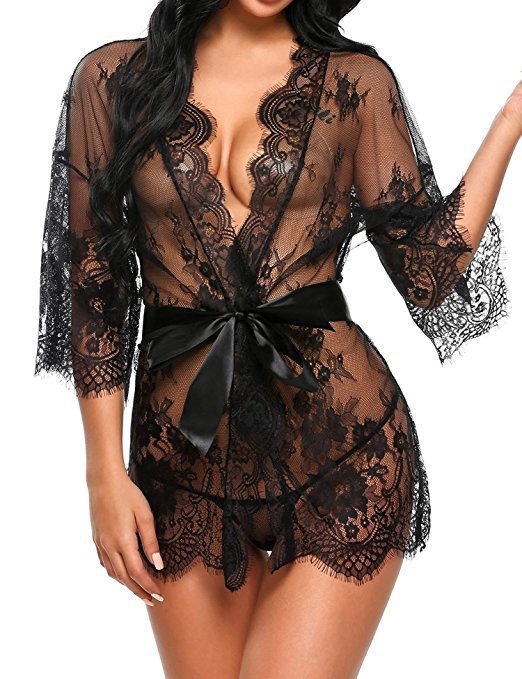 

LW SXY See-through Bandage Design Robe, Black