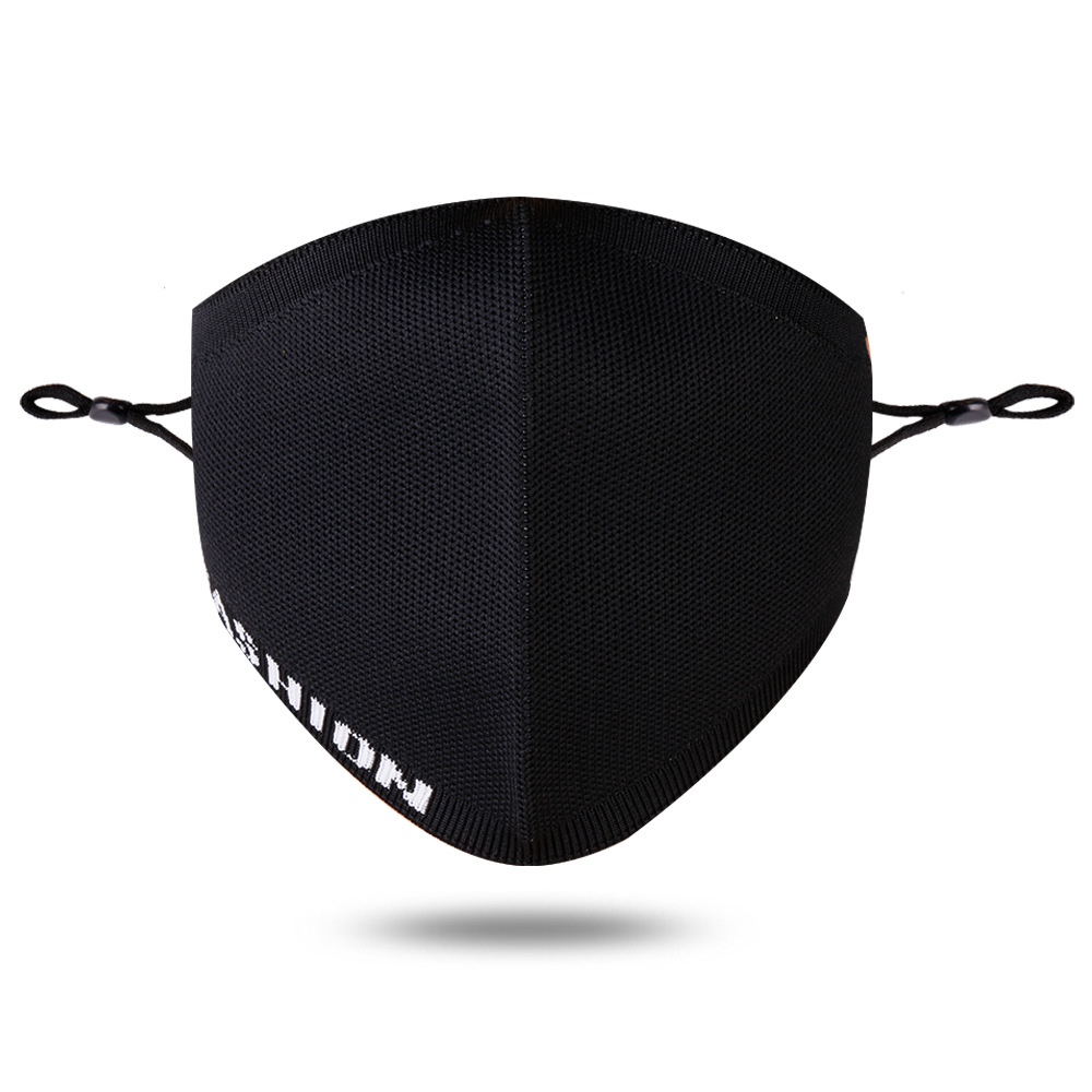 

LW BASICS Rib-knit Letter Print Face Mask, Pitch-black